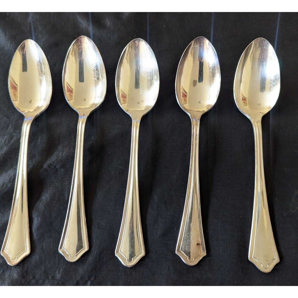 5 Oneida Community Par Plate Silverplate Teaspoons 6” Vintage Flatware Patrician